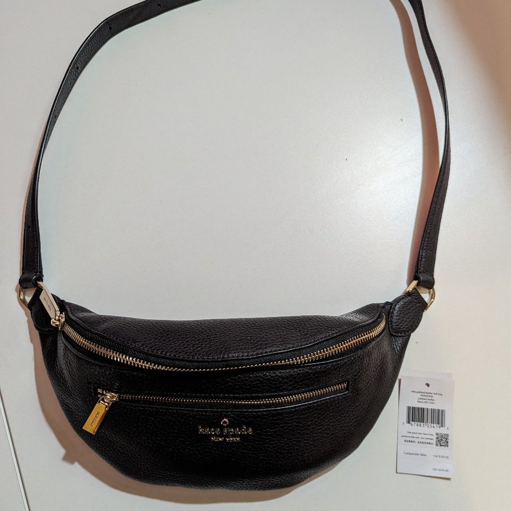 Kate Spade Leila Black Pebbled Leather Belt Bag Bum Bag